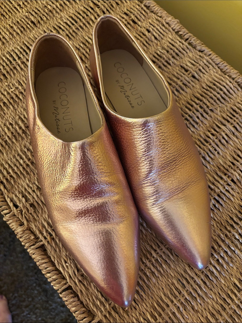 Coconuts by Matisse Metallic Rose Gold Pointed Mules